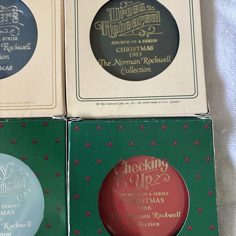 Hallmark Norman Rockwell Cameo Keepsake Ornament Set 8pc 1981-1988 Vintage